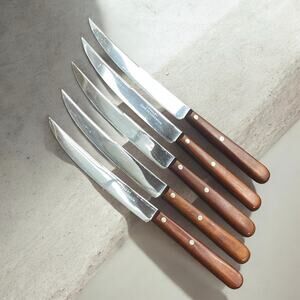 Vtg. P282-5 Wood Handle Case XX Chromium Steak Knives Lot of 5 USA Made Quality